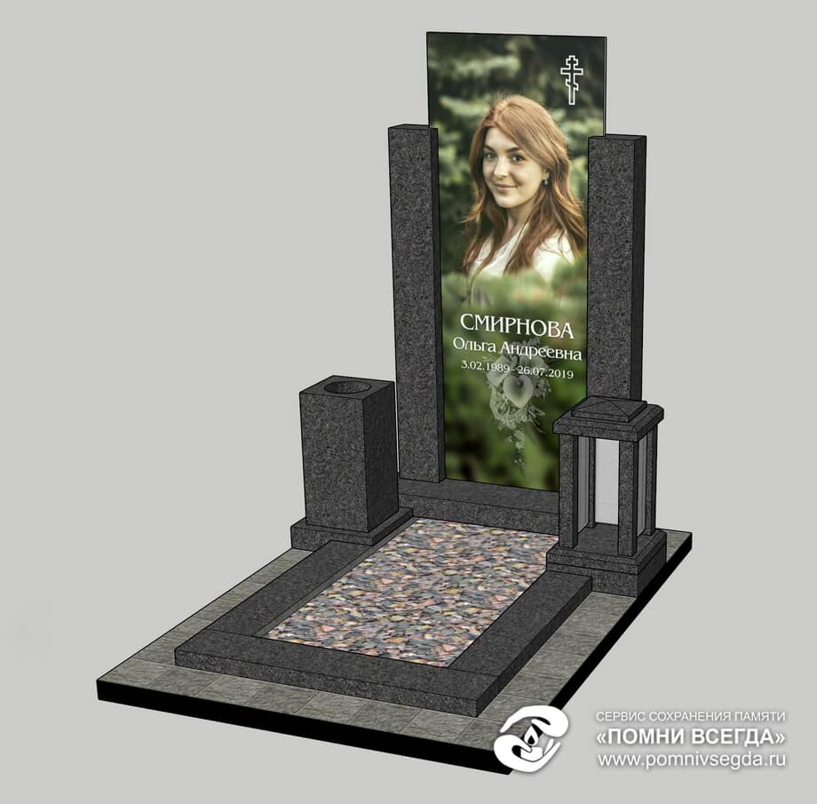 Макет вертикального памятника с вазой и лампадой, фото 4